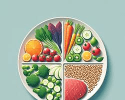 various fruits, vegetables, and whole grains