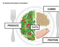 balanced plate with protein, carbohydrates, and vegetables